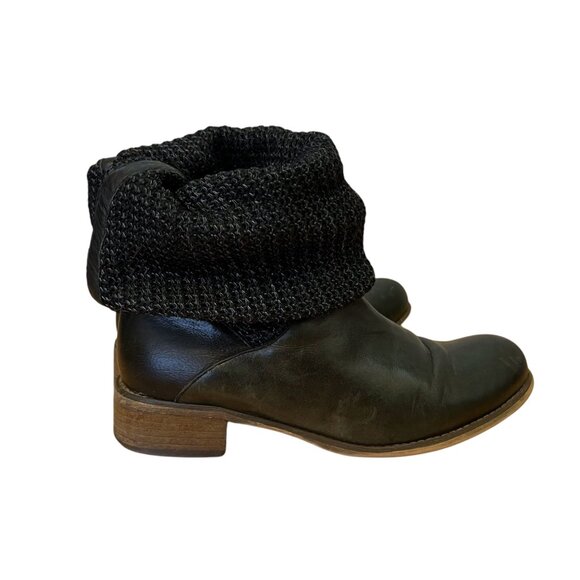 Rudsak Green Leather & Black Knit Tall Boots With Fold-Down Cuffs Size 8 - Picture 11 of 12